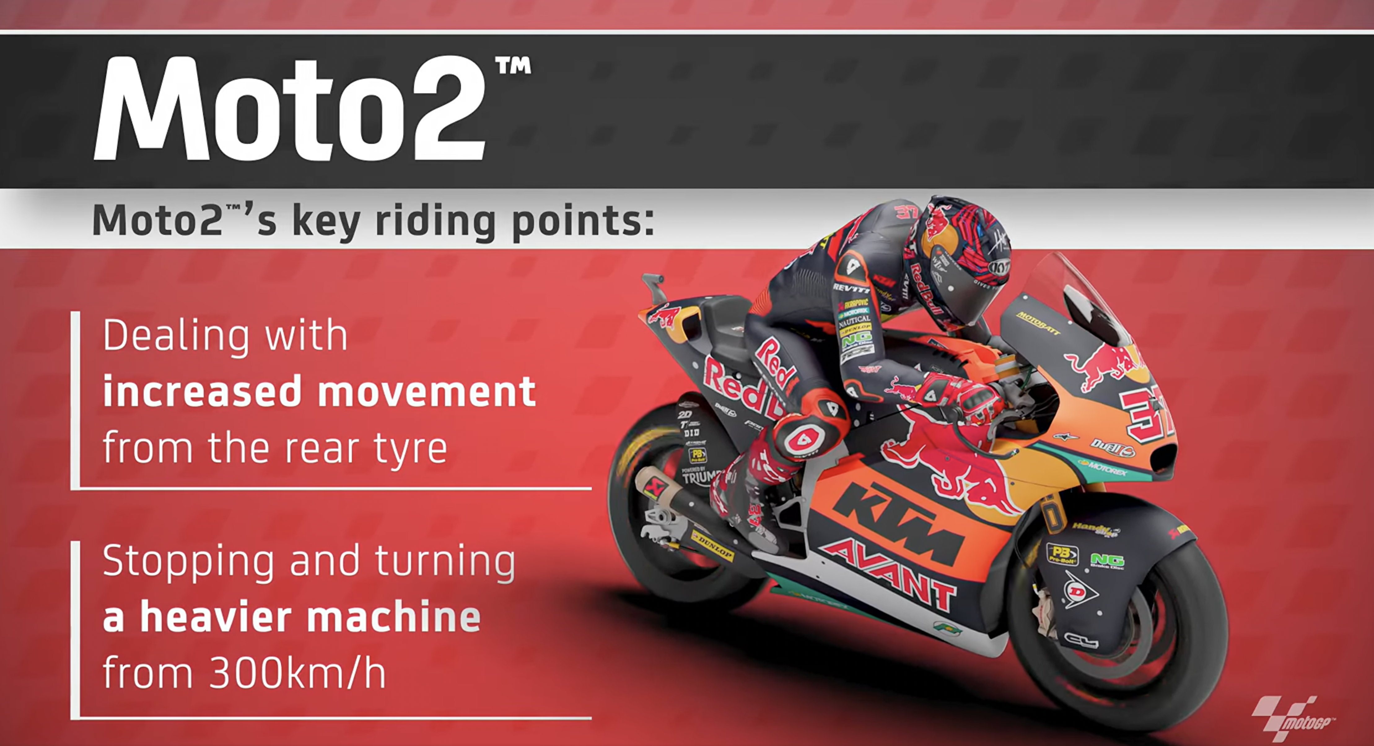 隨著動力大幅提升，Moto2的賽車後輪的滑移量也增加